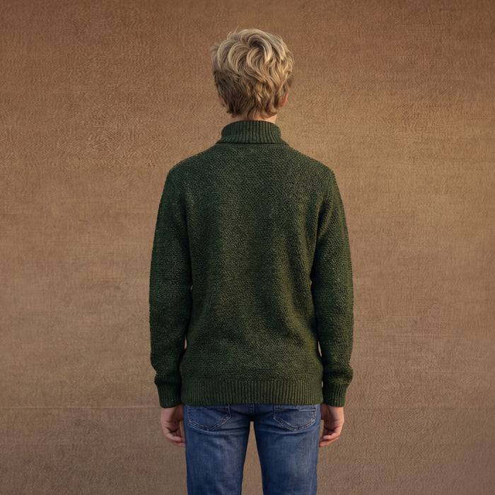 Kid's Dark Green High Neck Sweaters