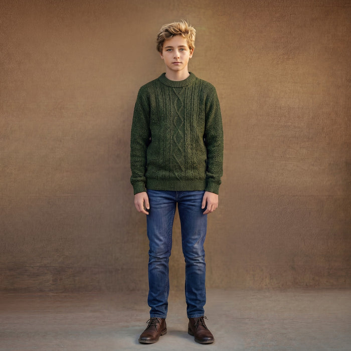 Kid's Dark Green High Neck Sweaters