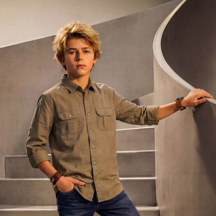 Kid's Fawn Regular Fit Shirts