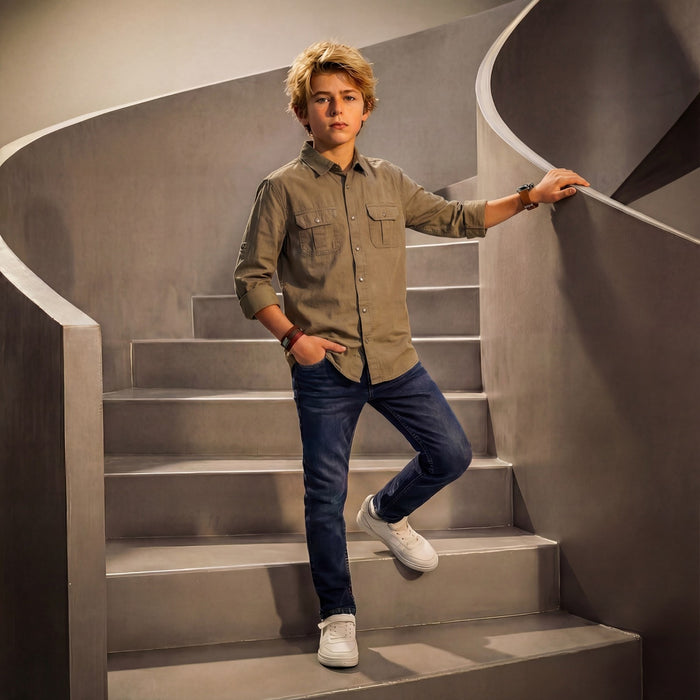 Kid's Fawn Regular Fit Shirts