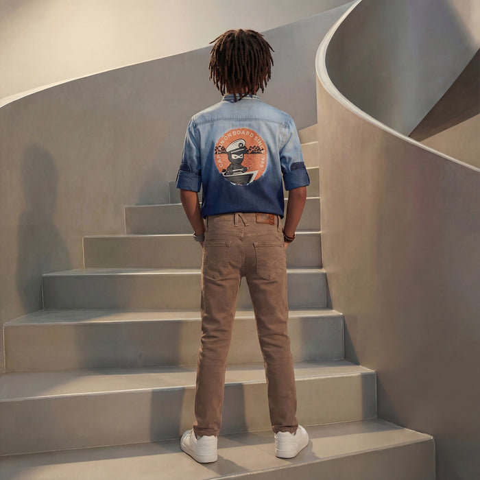 Kid's Khaki Slim Fit Jeans