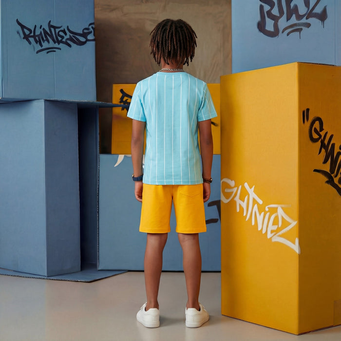 Kid's Light Blue Slim Fit Printed T-Shirts