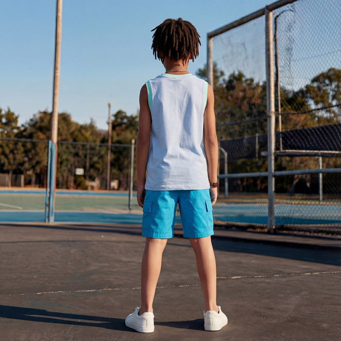 Kid's Light Blue Slim Fit Sleeveless T-Shirts