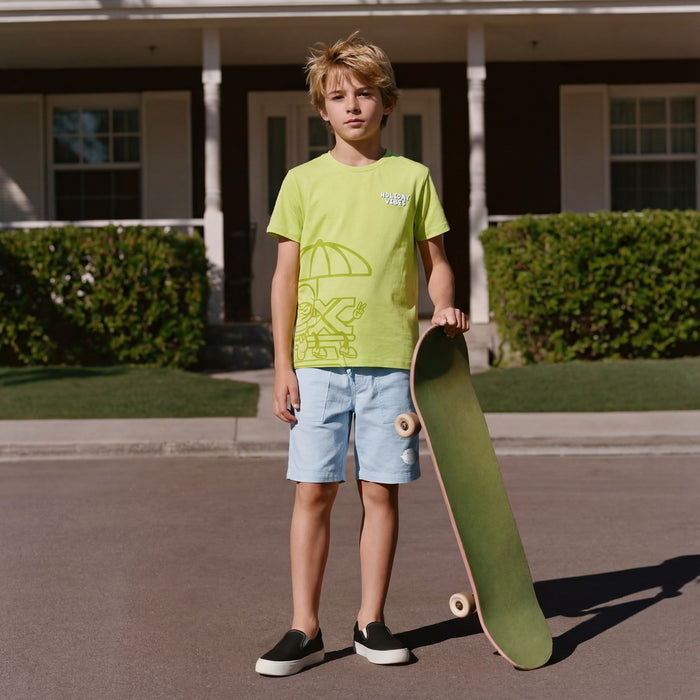 kid's Light Blue Solid Shorts