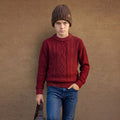 Kid's Maroon High Neck Sweaters