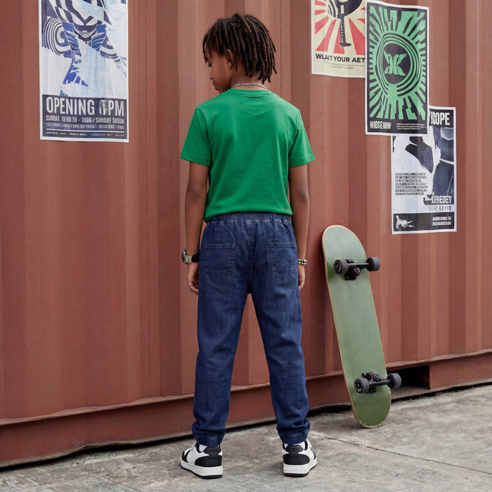 Kid's Navy Solid Joggers