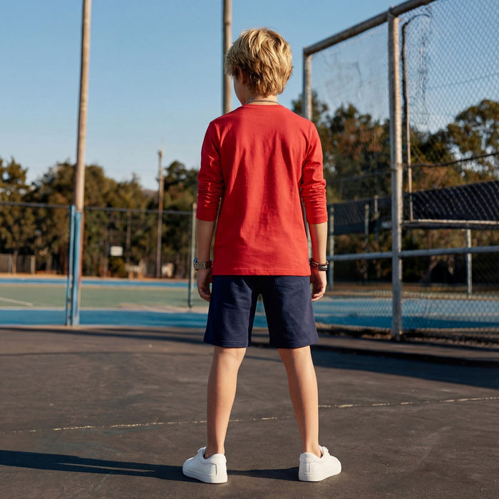 Kid's Red Slim Fit Full Sleeves T-Shirts
