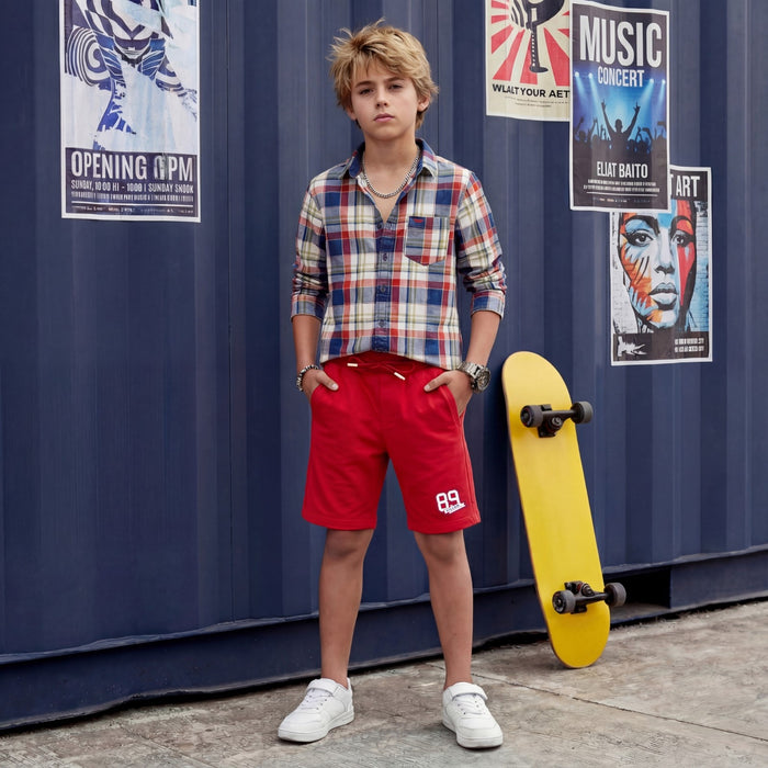 Kid's Red Solid Shorts