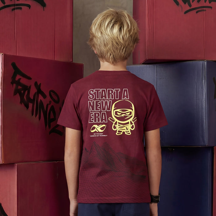 Kid's Wine Slim Fit Printed T-Shirts