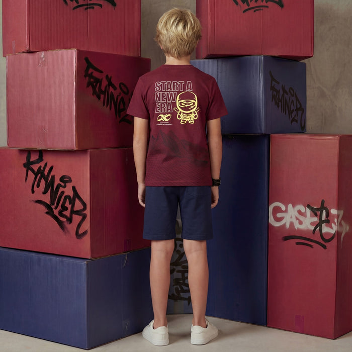 Kid's Wine Slim Fit Printed T-Shirts