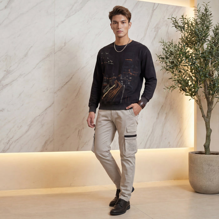 Killer Men Balck Printed Sweat Shirts
