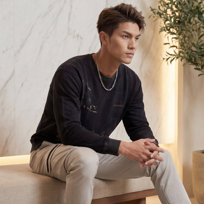 Killer Men Balck Printed Sweat Shirts