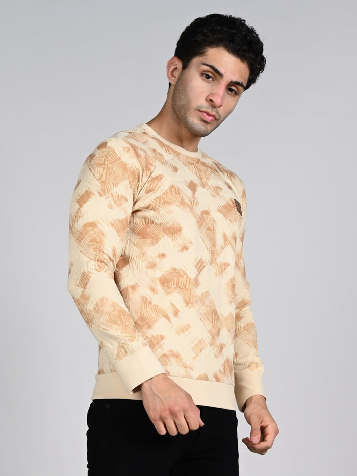 Killer Men Beige Printed Sweat Shirts