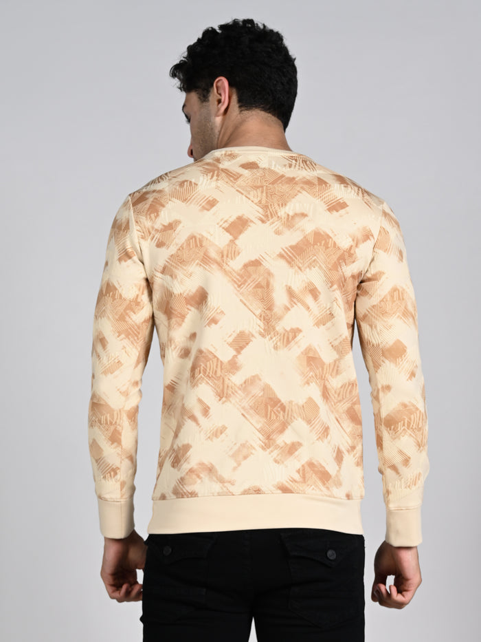 Killer Men Beige Printed Sweat Shirts