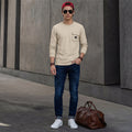 Killer Men Beige Solid Slim Fit T-Shirts