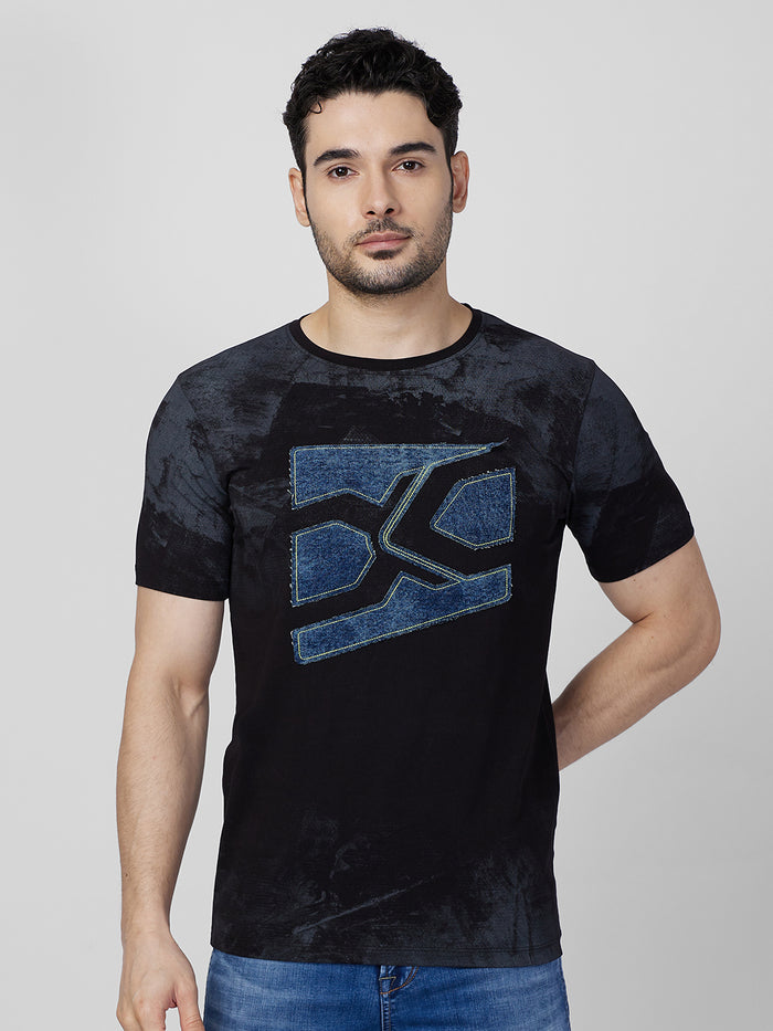 Killer Men Black Printed Slim Fit T-Shirts