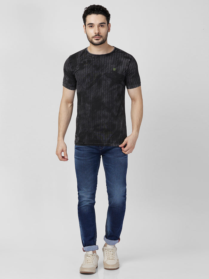 Killer Men Black Printed Slim Fit T-Shirts