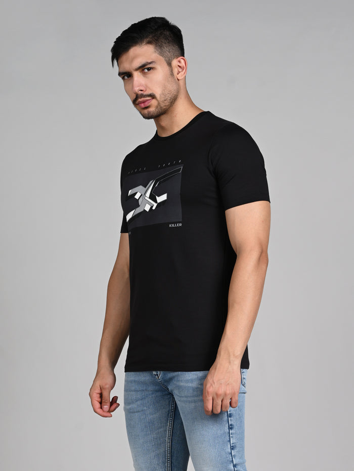 Killer Men Black Printed Slim Fit T-Shirts