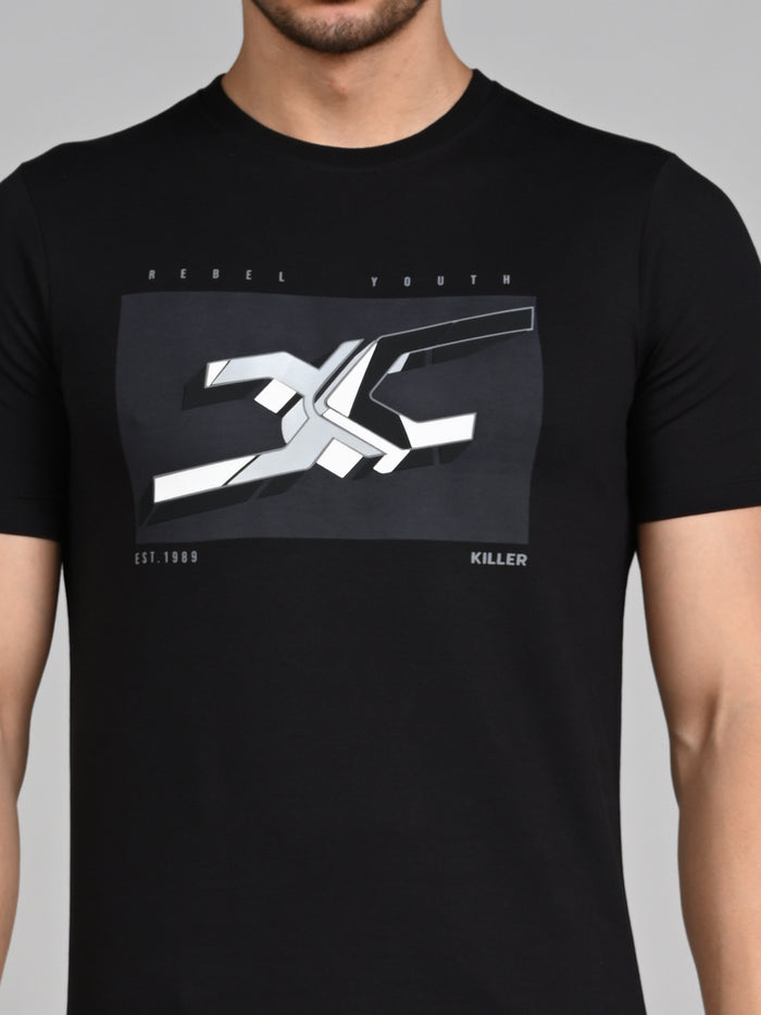 Killer Men Black Printed Slim Fit T-Shirts