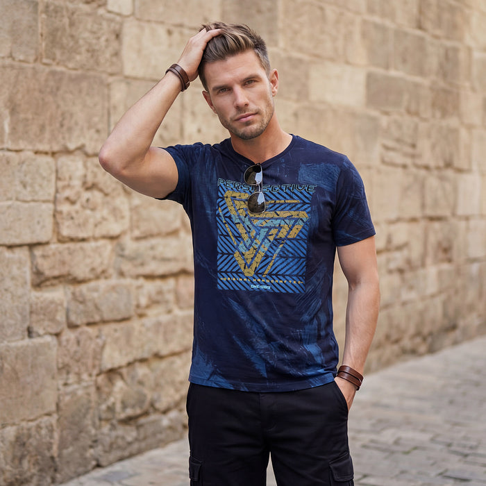 Killer Men Blue Printed Slim Fit T-Shirts