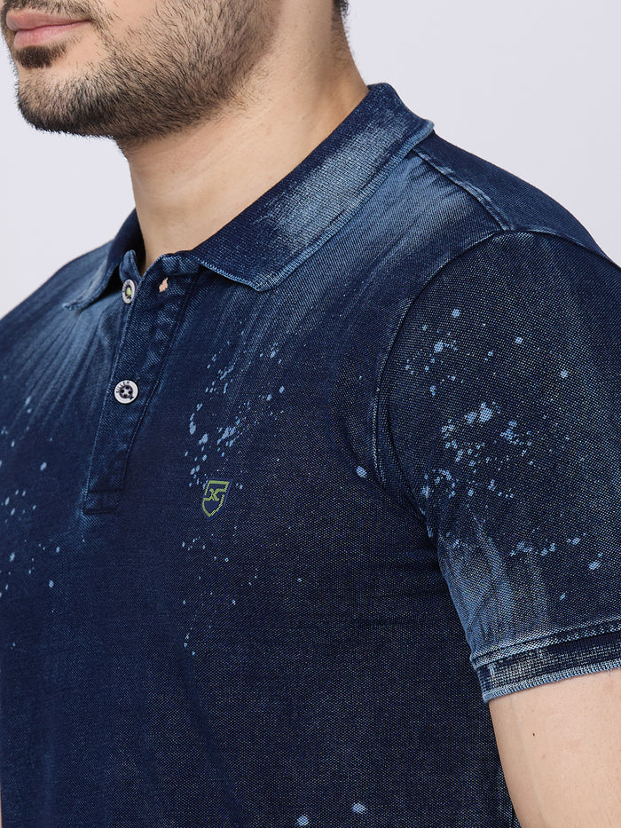 Killer Men Blue Printed Slim Fit T-Shirts