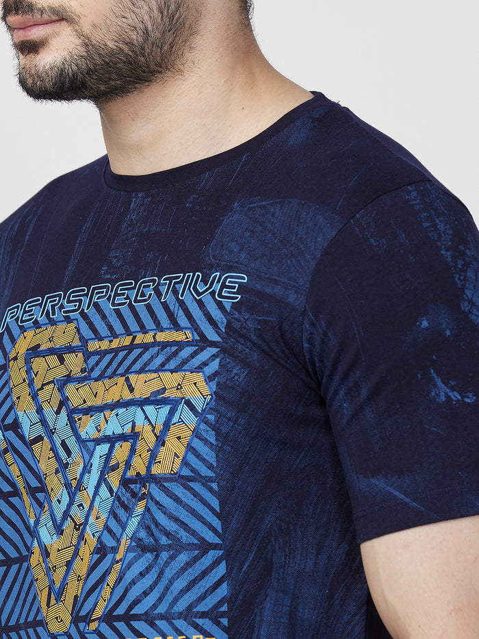 Killer Men Blue Printed Slim Fit T-Shirts