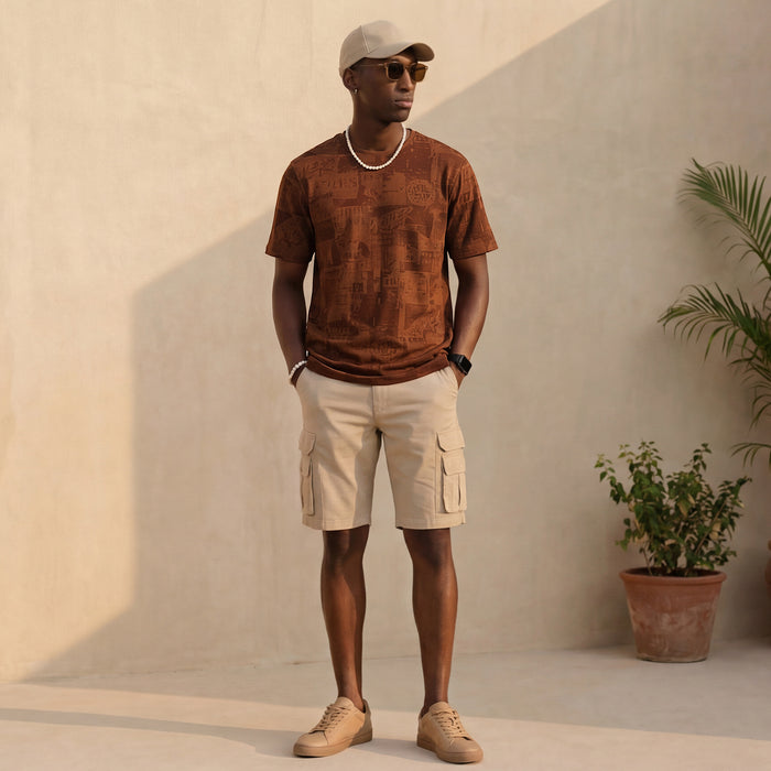 Killer Men Brown Printed Slim Fit T-Shirts
