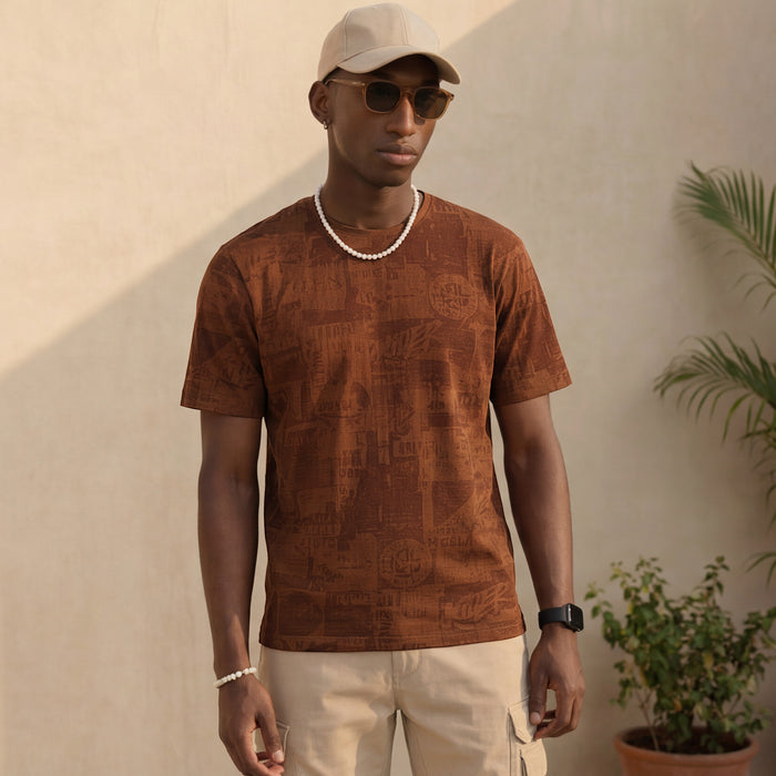 Killer Men Brown Printed Slim Fit T-Shirts