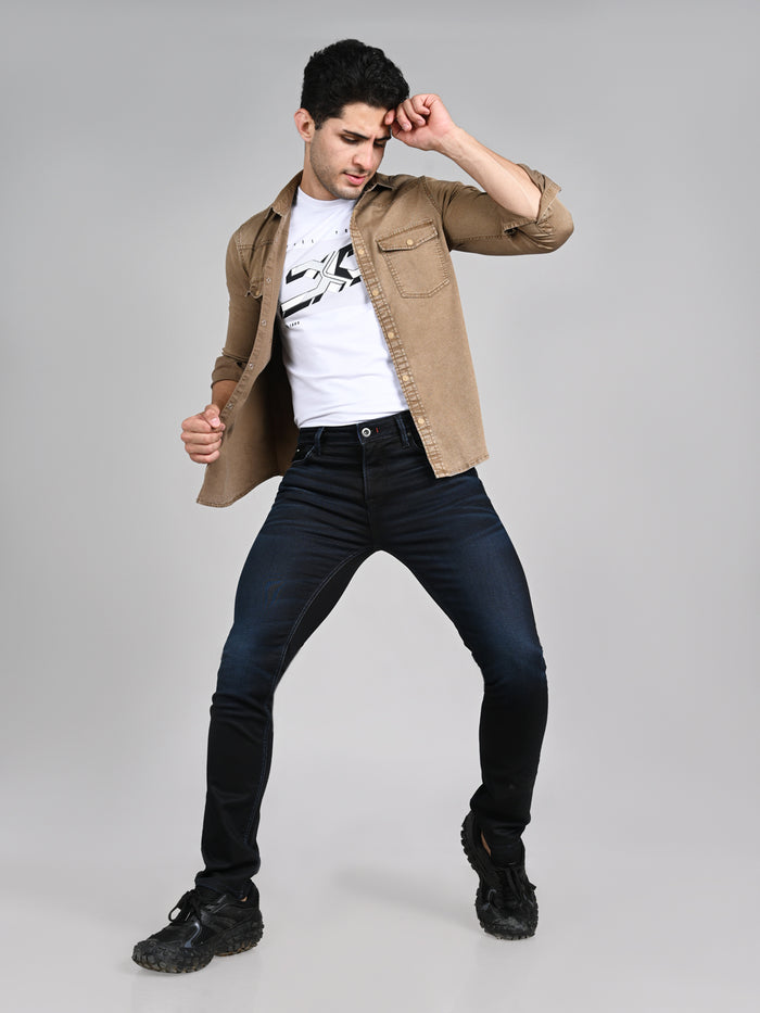 Killer Men Dark Blue Solid Slim Fit Jeans