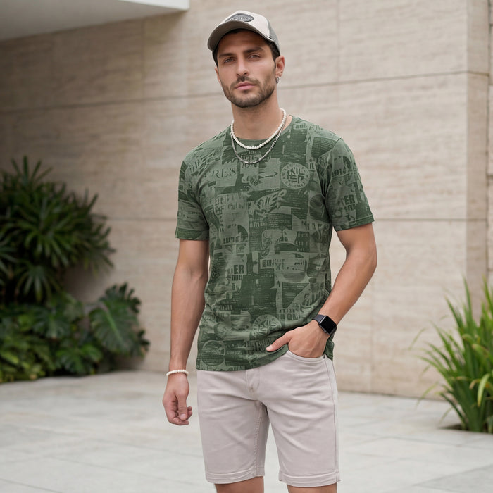 Killer Men Green Printed Slim Fit T-Shirts