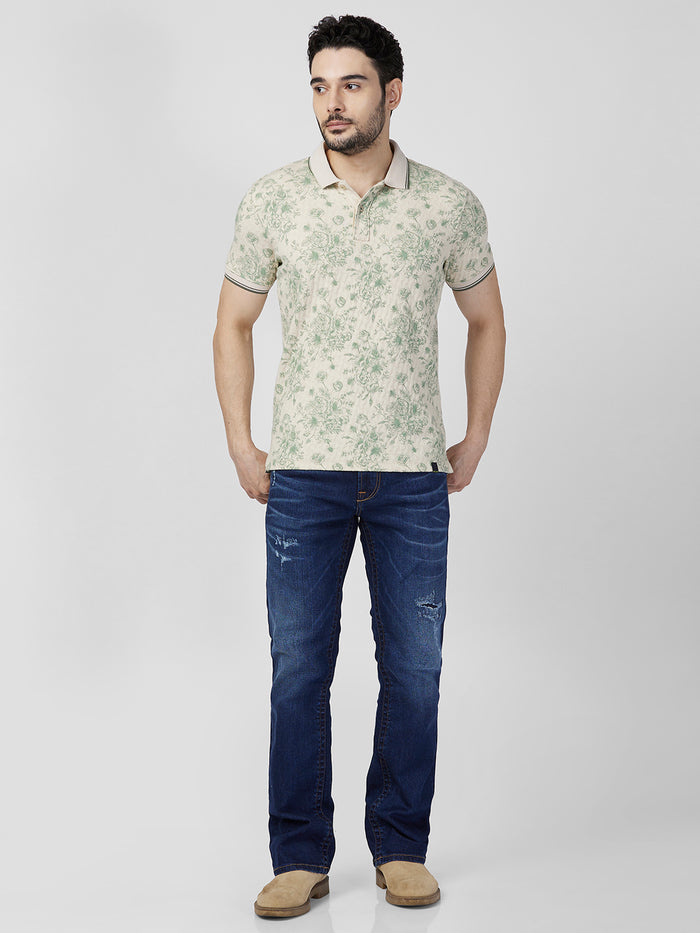 Killer Men Green Printed Slim Fit T-Shirts