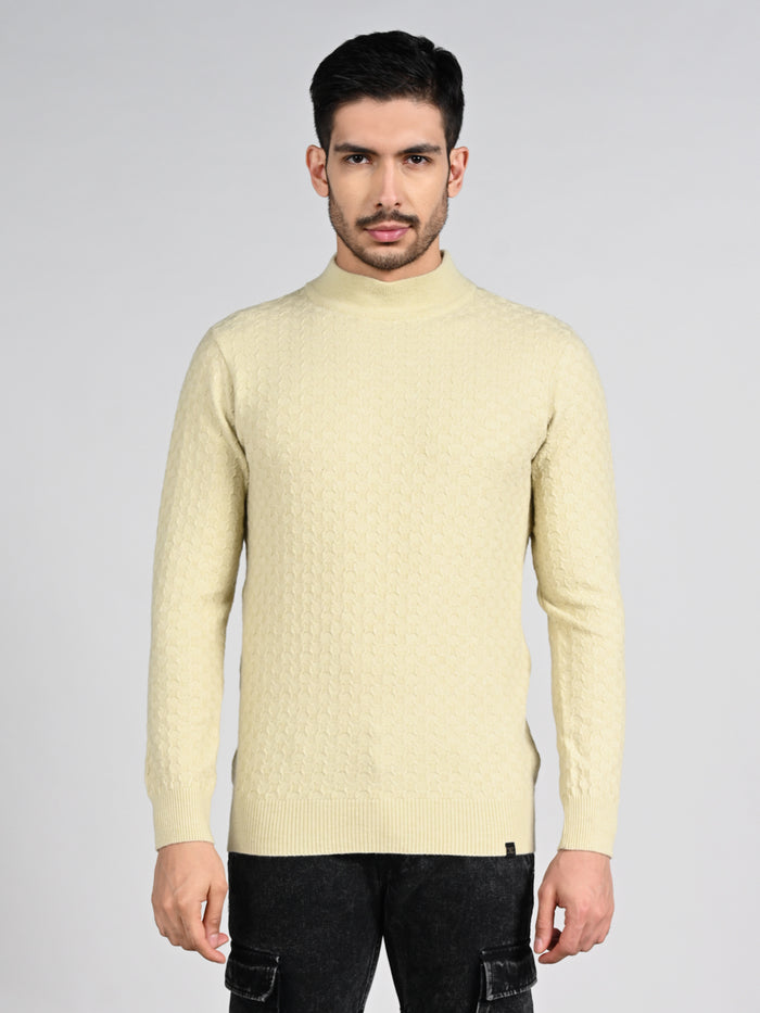 Killer Men High Neck Beige Sweaters