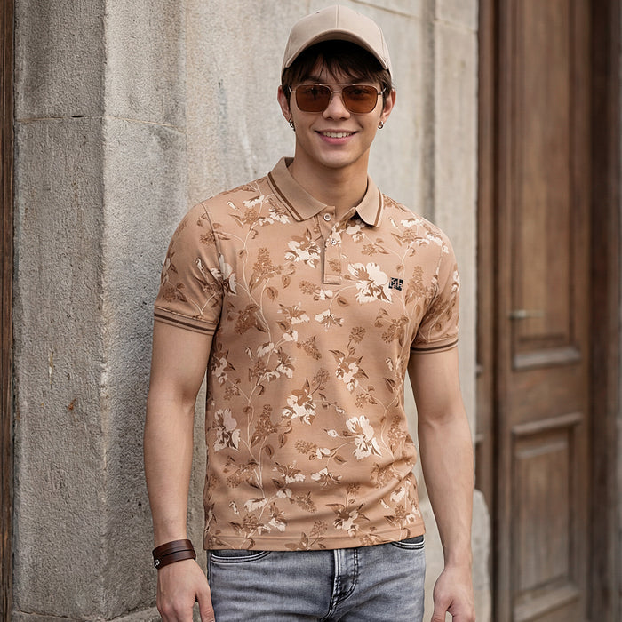 Killer Men Khaki Printed Slim Fit T-Shirt