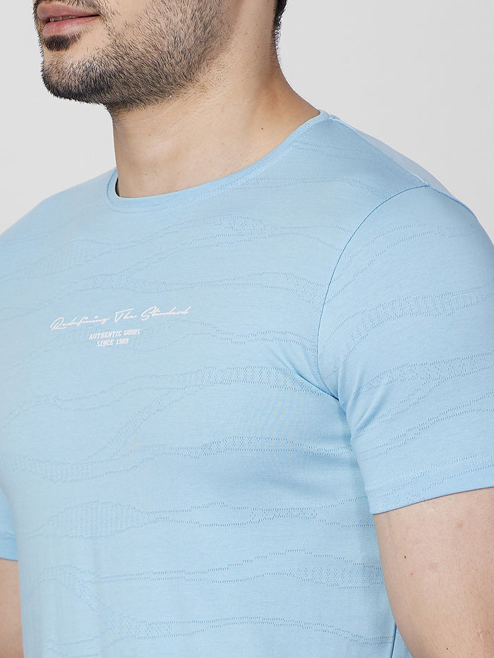 Killer Men Light Blue Printed Slim Fit T-Shirts
