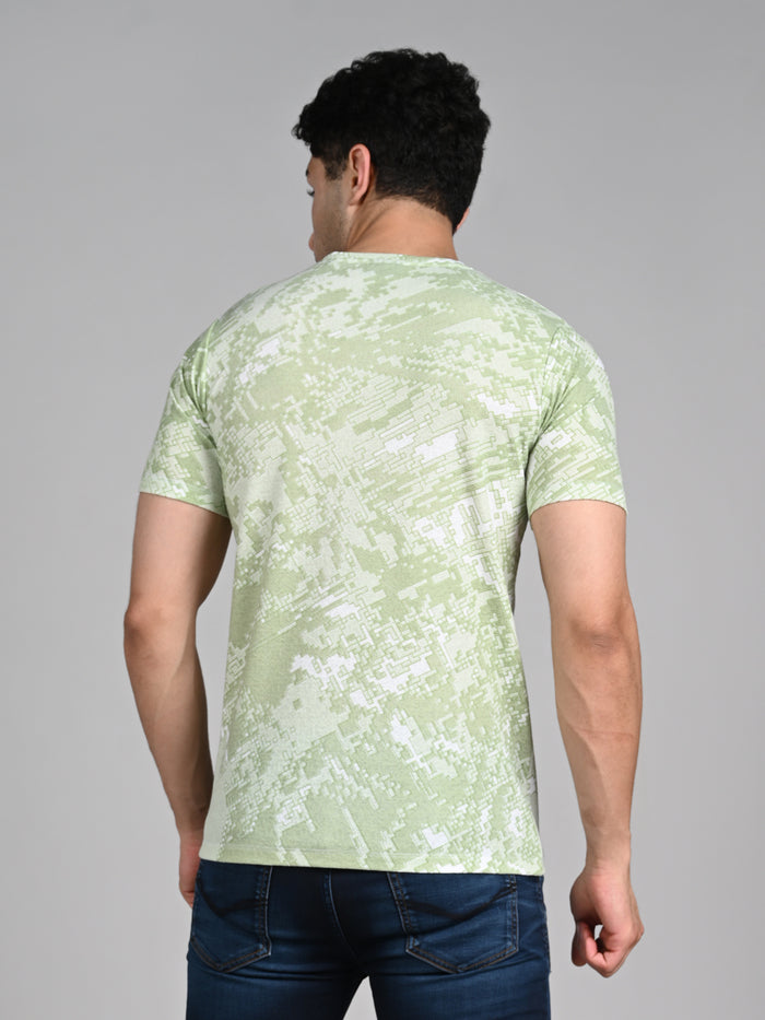 Killer Men Light Green Printed Round Neck T-Shirts