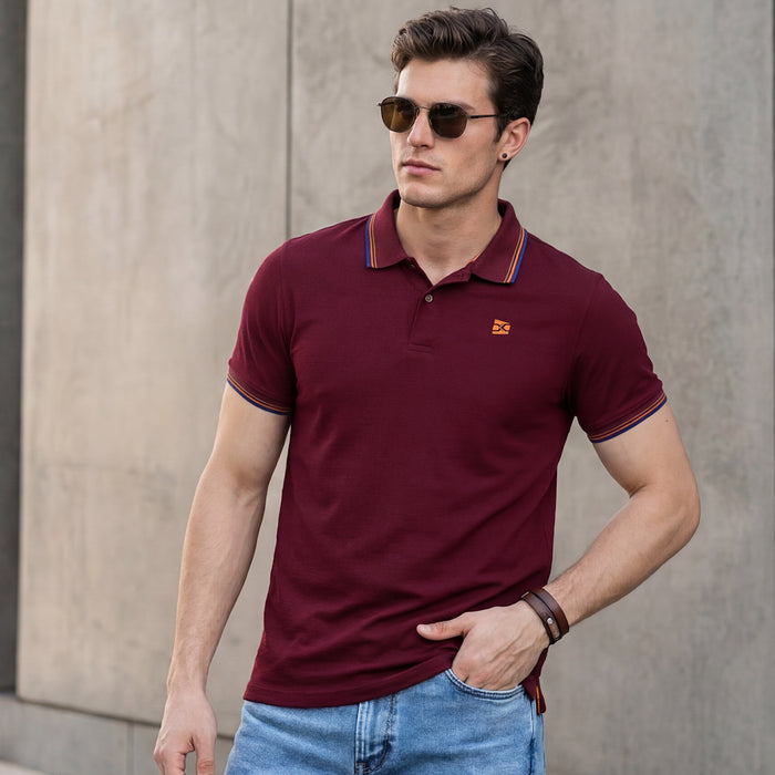 Killer Men Maroon Printed Slim Fit T-Shirts