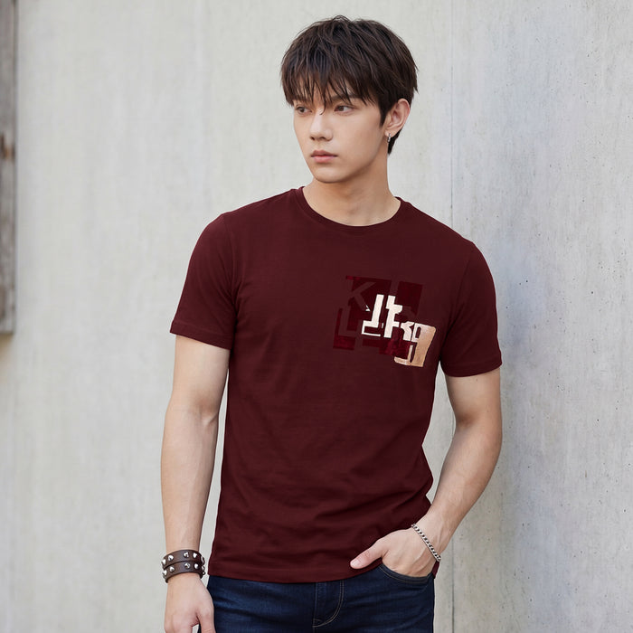 Killer Men Maroon Printed Slim Fit T-Shirts