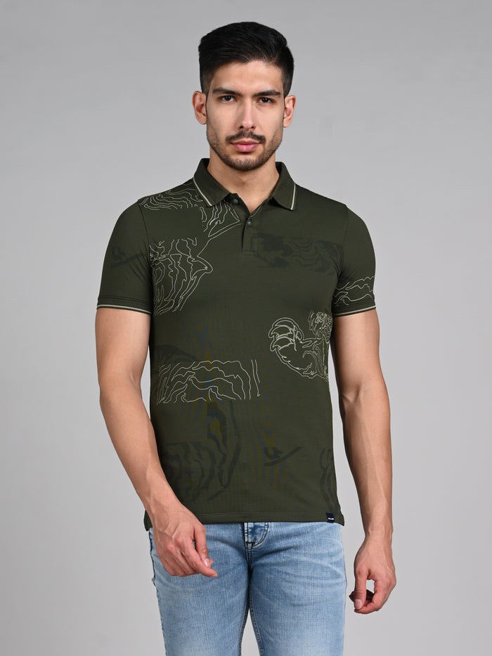 Killer Men Olive Printed Slim Fit T-Shirt