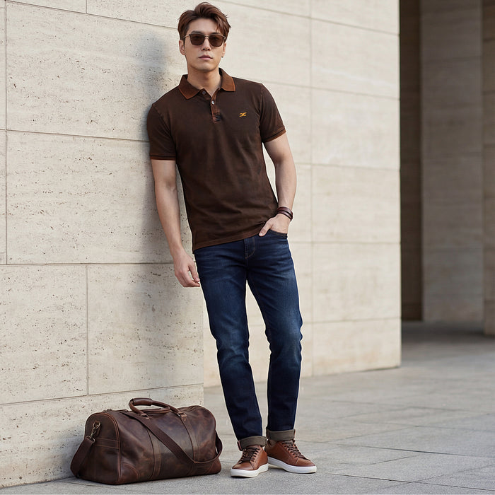 Killer Men Orange Printed Slim Fit T-Shirts
