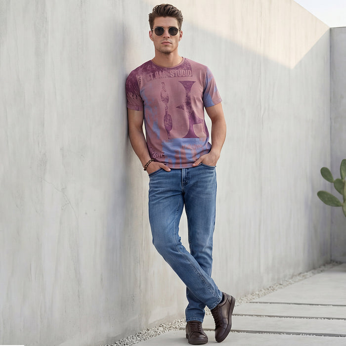 Killer Men Pink Printed Slim Fit T-Shirts