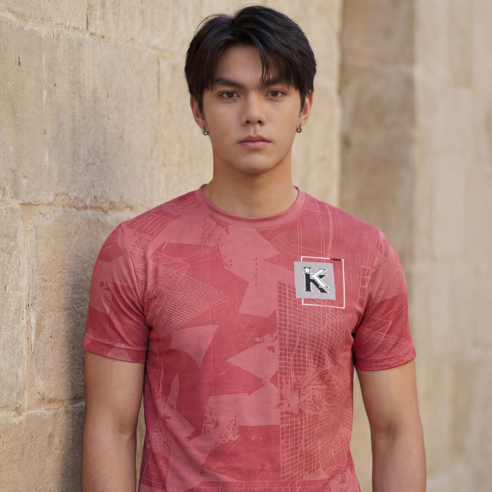 Killer Men Pink Printed Slim Fit T-Shirts