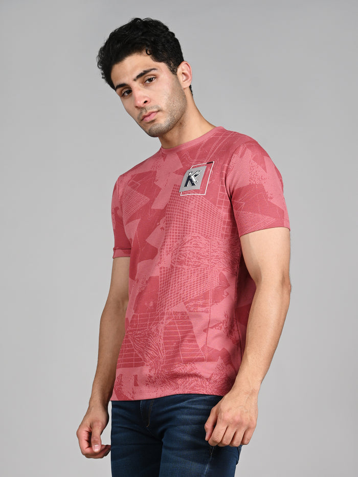 Killer Men Pink Printed Slim Fit T-Shirts
