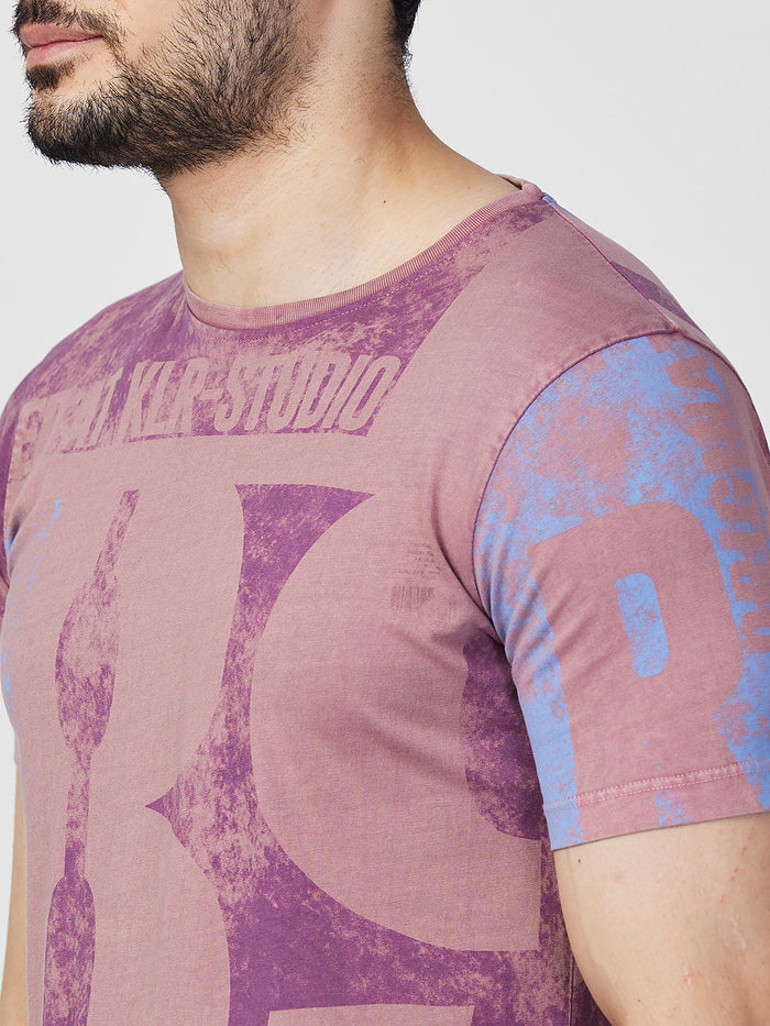 Killer Men Pink Printed Slim Fit T-Shirts