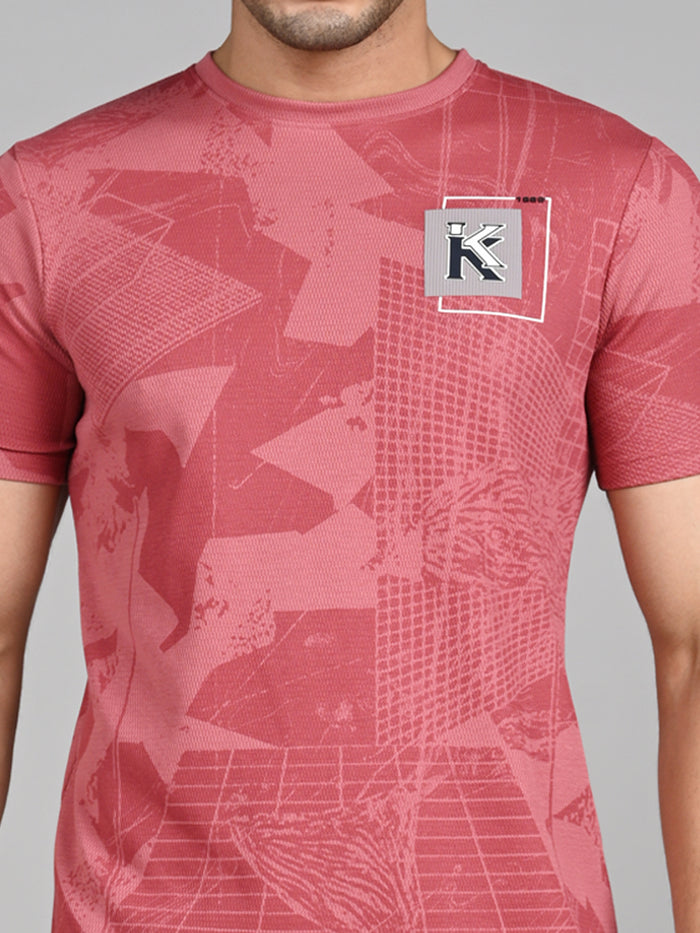 Killer Men Pink Printed Slim Fit T-Shirts