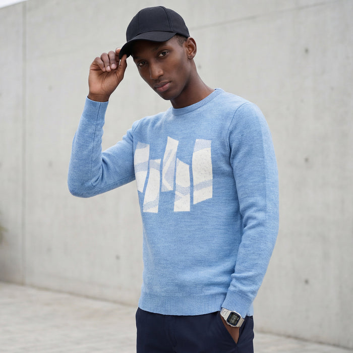 Killer Men Round Neck Light Blue Sweaters