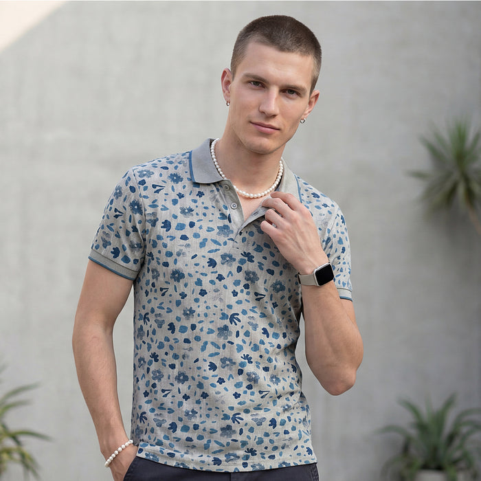 Killer Men Teal Blue Printed Slim Fit T-Shirt