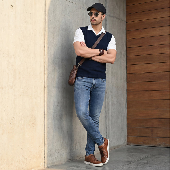 Killer Men V Neck Sleeveless Navy Sweaters