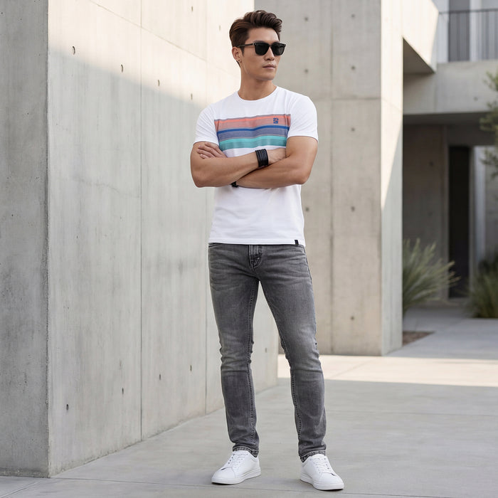 Killer Men White Printed Slim Fit T-Shirt