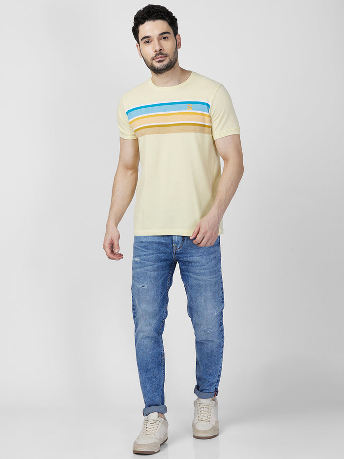 Killer Men Yellow Printed Slim Fit T-Shirts