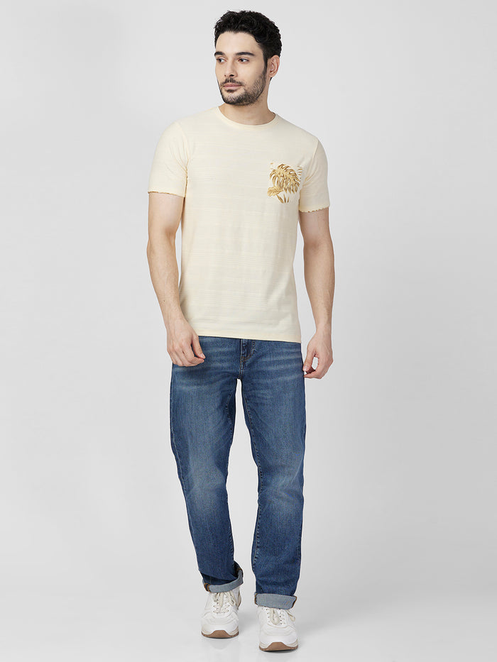 Killer Men Yellow Printed Slim Fit T-Shirts